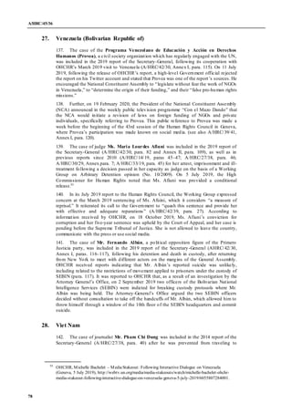 A/HRC/45/36
78
27. Venezuela (Bolivarian Republic of)
137. The case of the Programa Venezolano de Educación y Acción en De...
