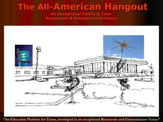 The All- American Hangout  An Exceptional Family & Teen  Restaurant & Entertainment Venue “ An Education Platform for Teens, enveloped in an exceptional Restaurant and Entertainment Venue” 