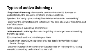 Mastering Active Listening: Techniques, Types, Benefits, and Barriers | PDF