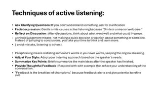Clarifying And Rstating Examples Mastering Active Listening: Techniques, Types, Benefits, and Barriers | PDF