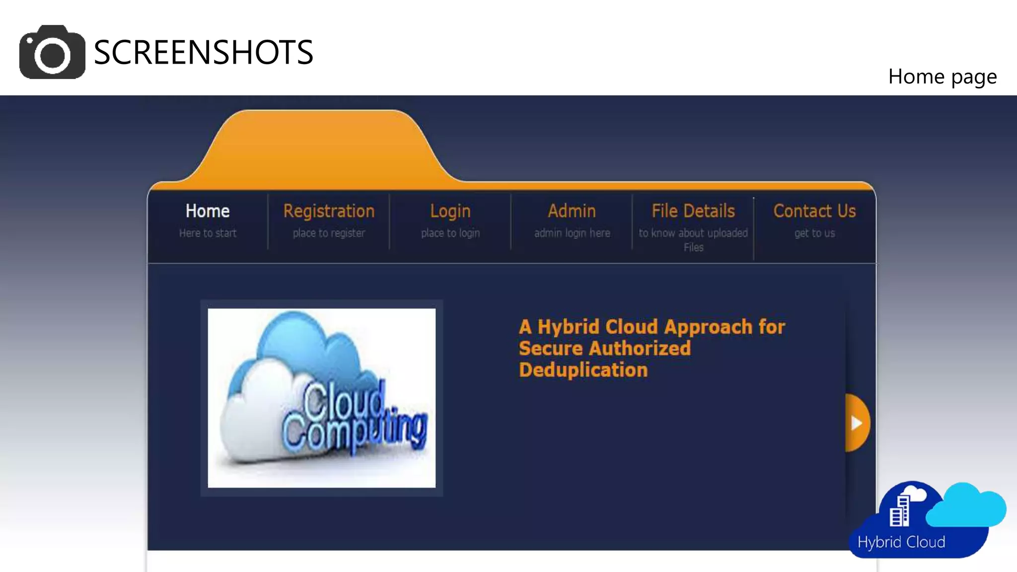 SCREENSHOTS
Home page
 