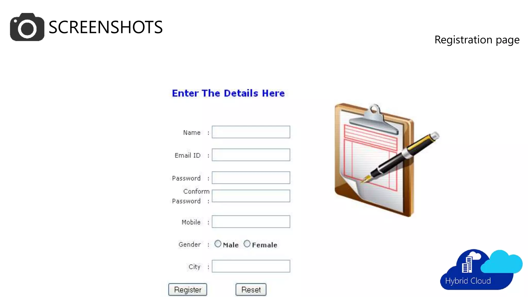 SCREENSHOTS
Registration page
 