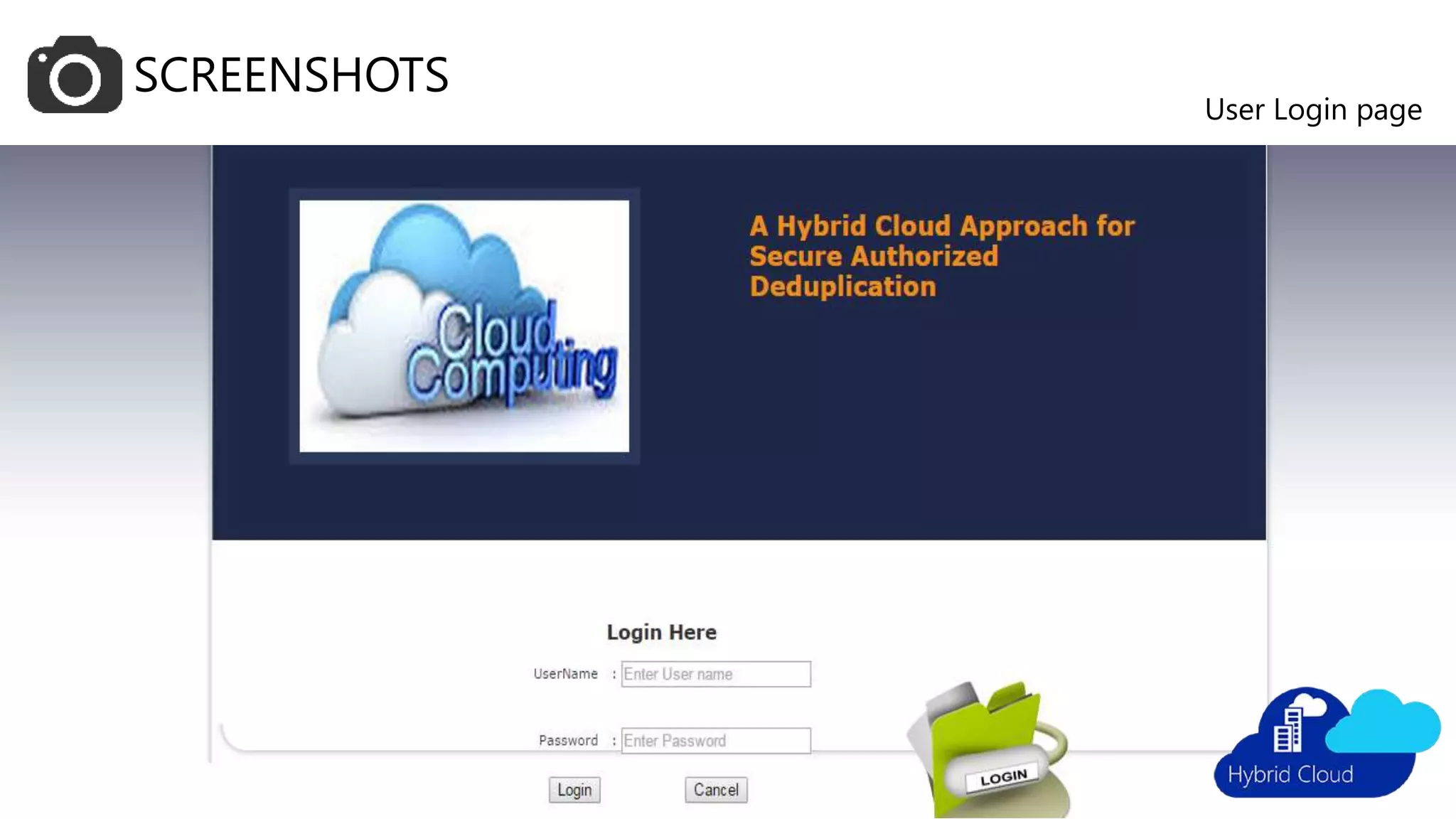 SCREENSHOTS
User Login page
 