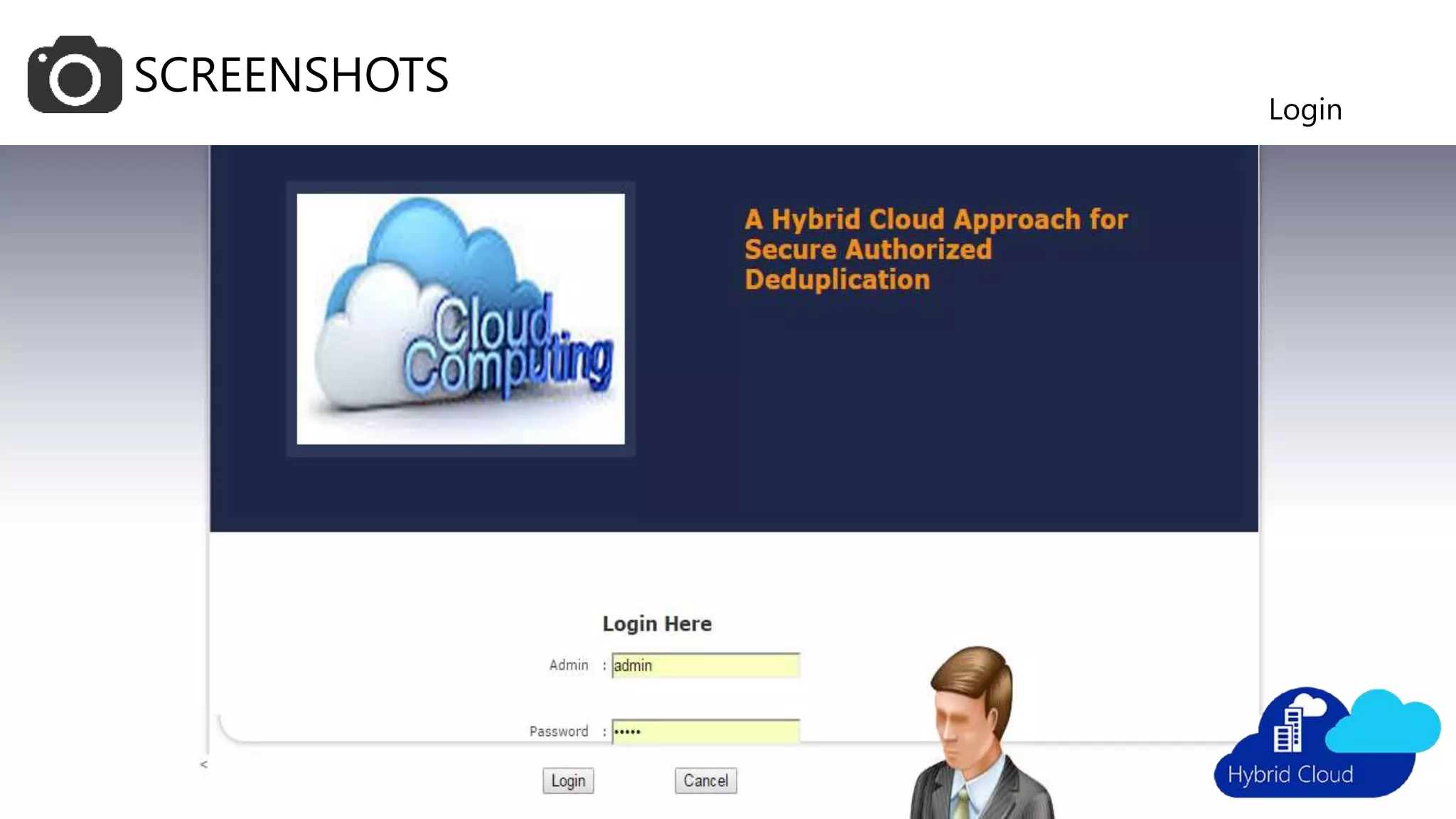 SCREENSHOTS
Admin Login page
 