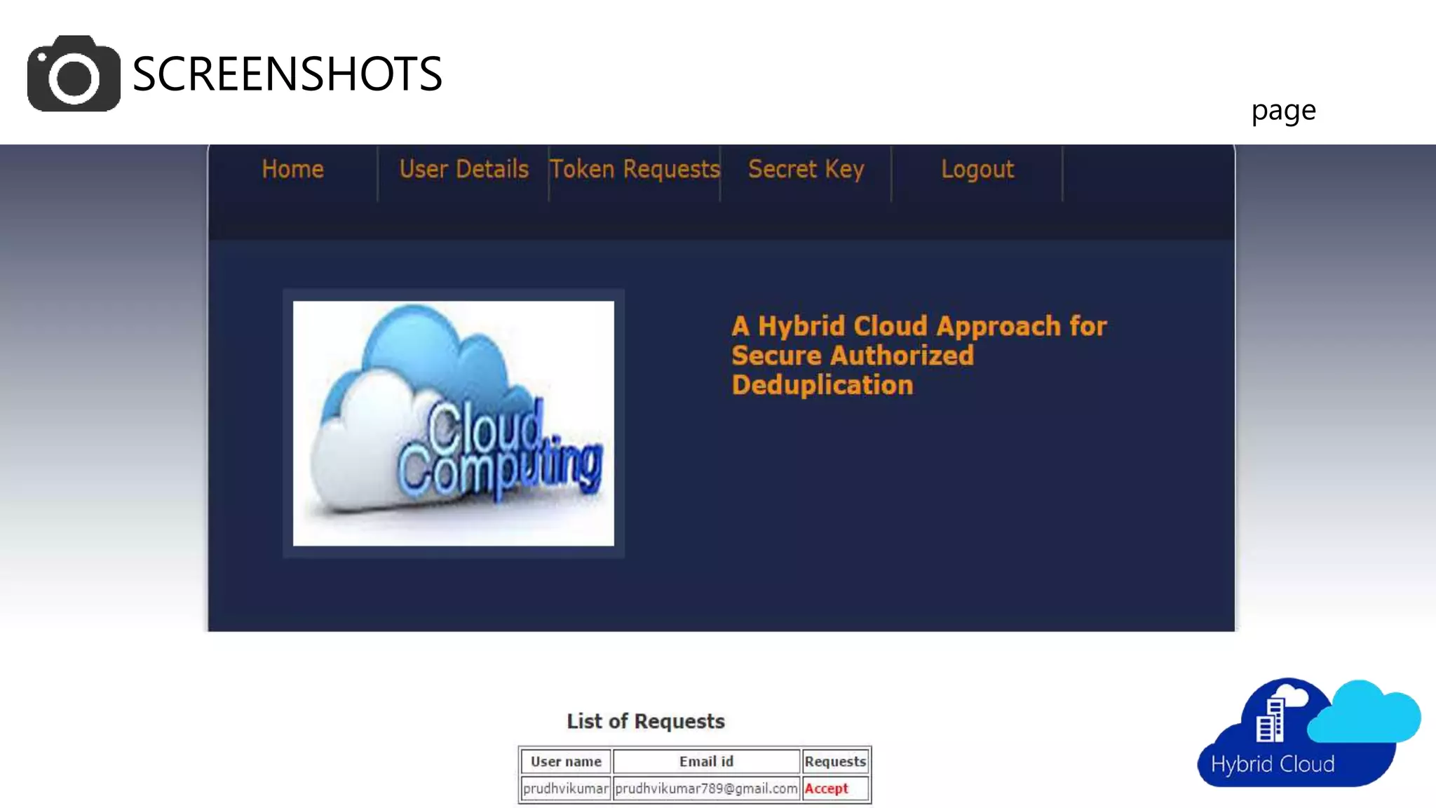 SCREENSHOTS
Admin page
 