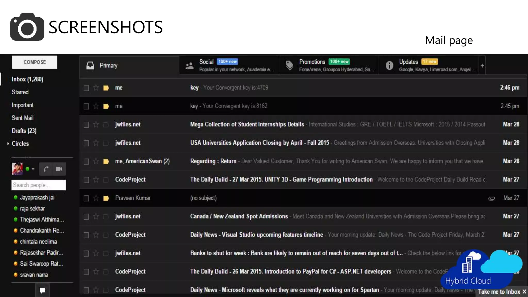 SCREENSHOTS
Mail page
 