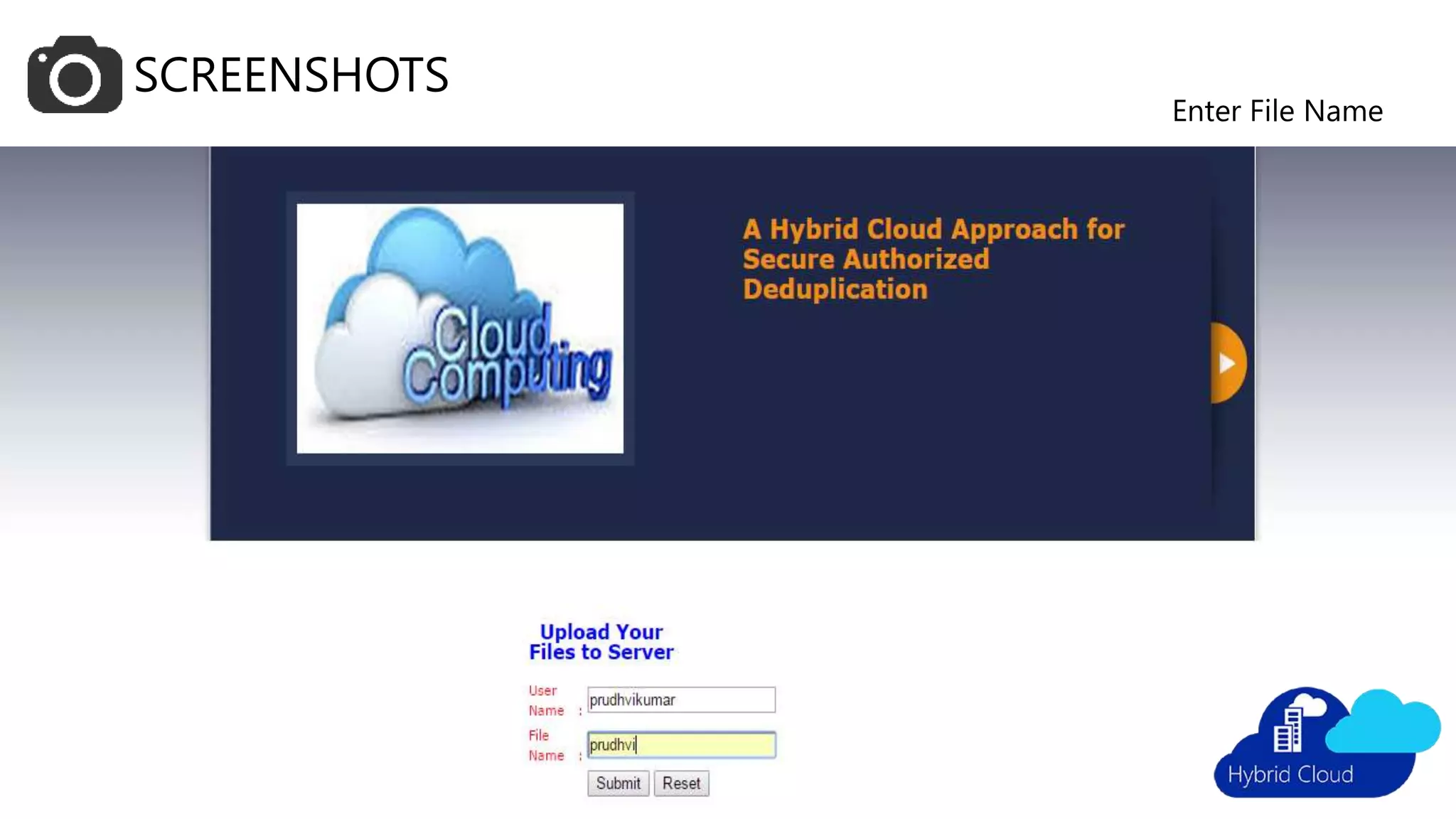 SCREENSHOTS
Enter File Name
 