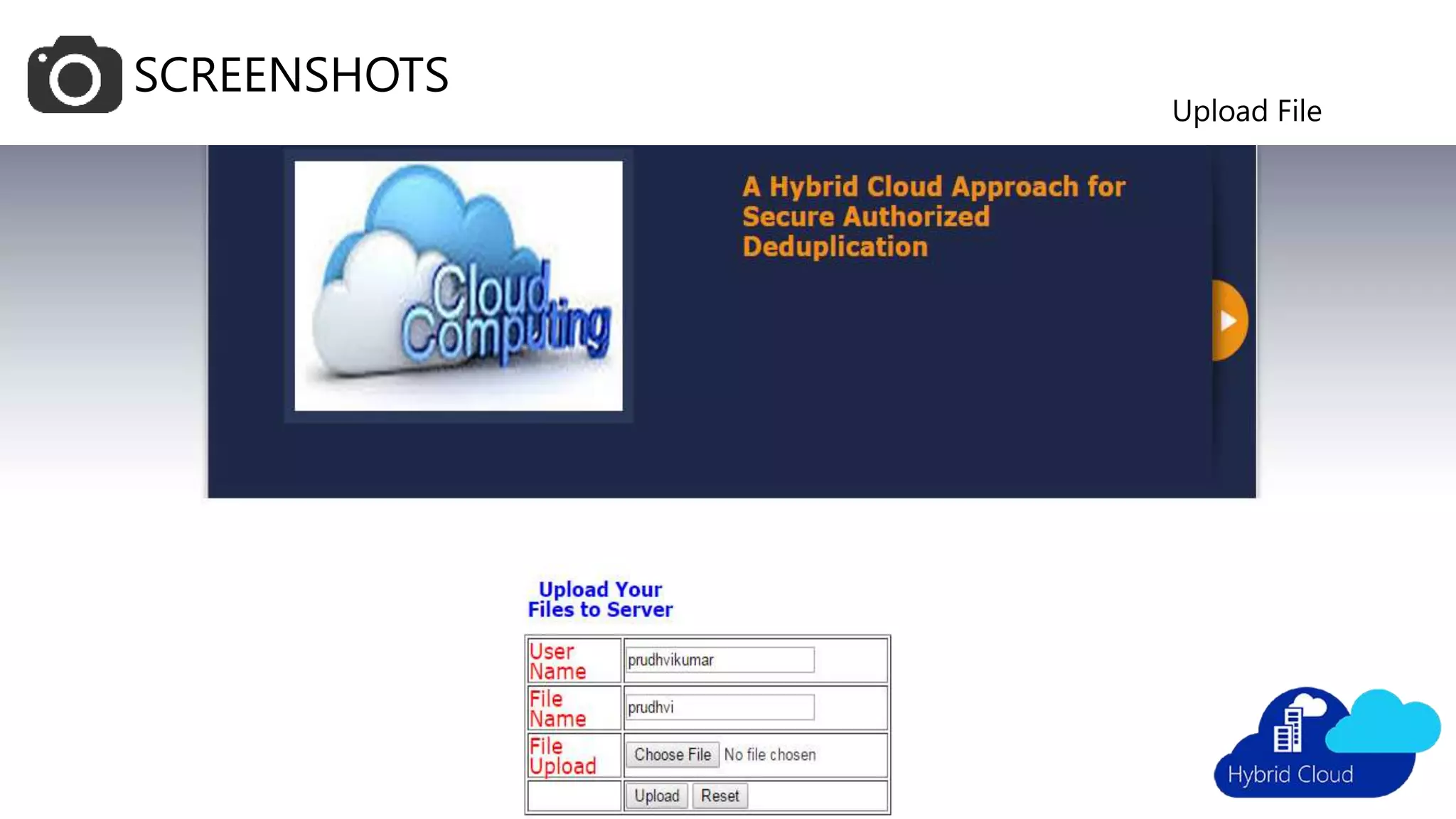 SCREENSHOTS
Upload File
 