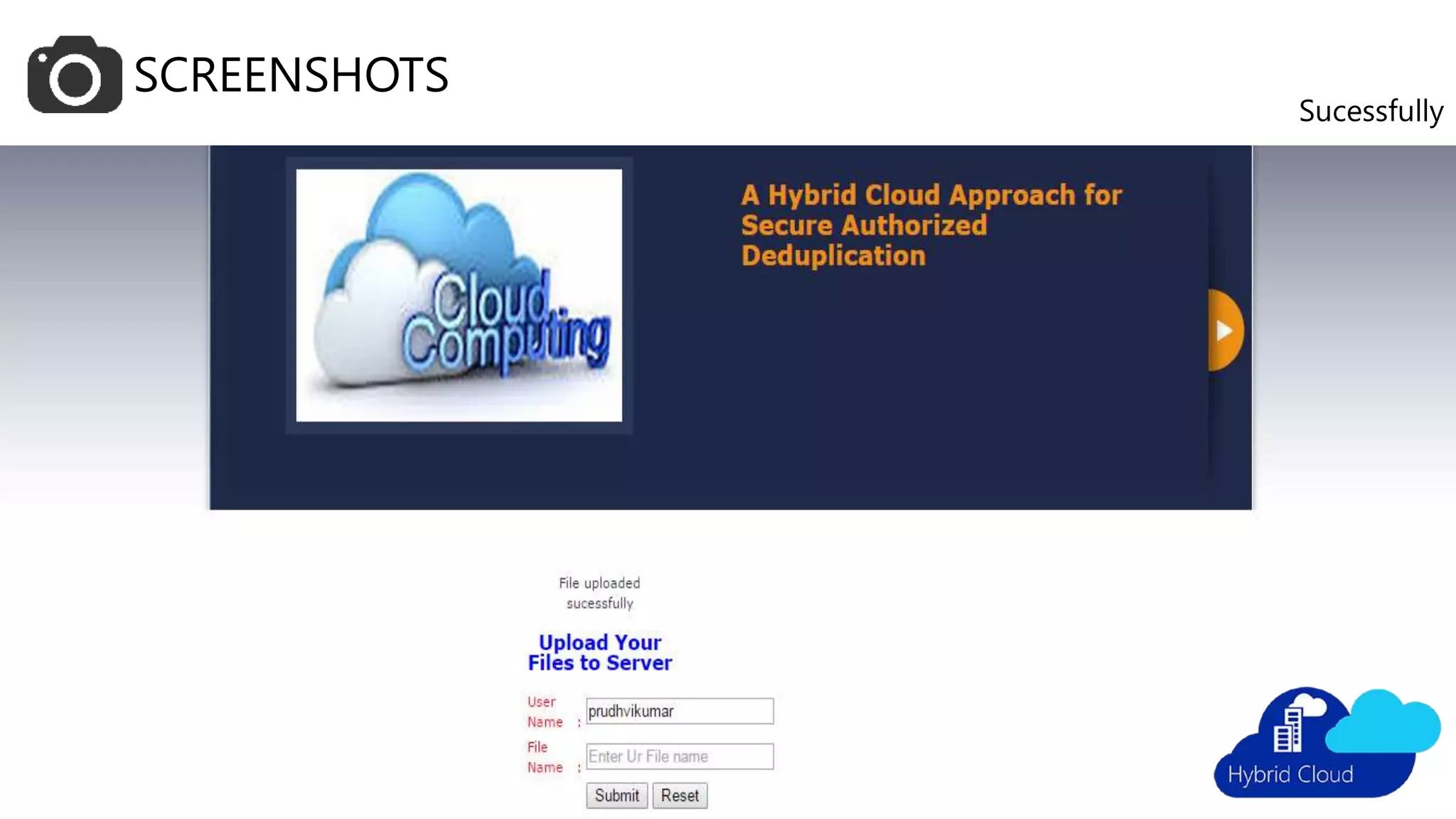 SCREENSHOTS
File uploaded Sucessfully
 
