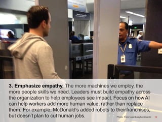 3. Emphasize empathy. The more machines we employ, the
more people skills we need. Leaders must build empathy across
the o...