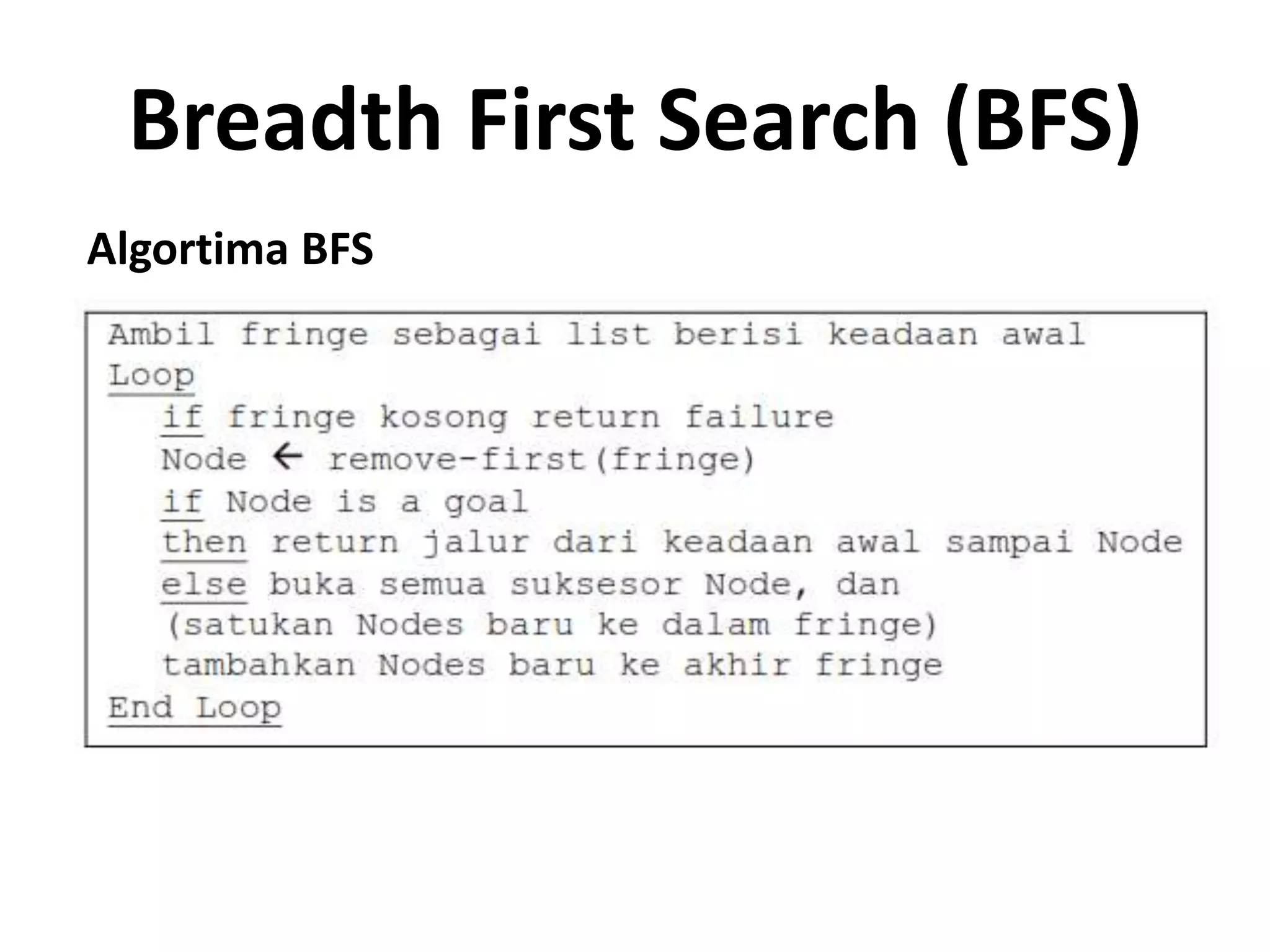 Breadth First Search (BFS)
Algortima BFS
 