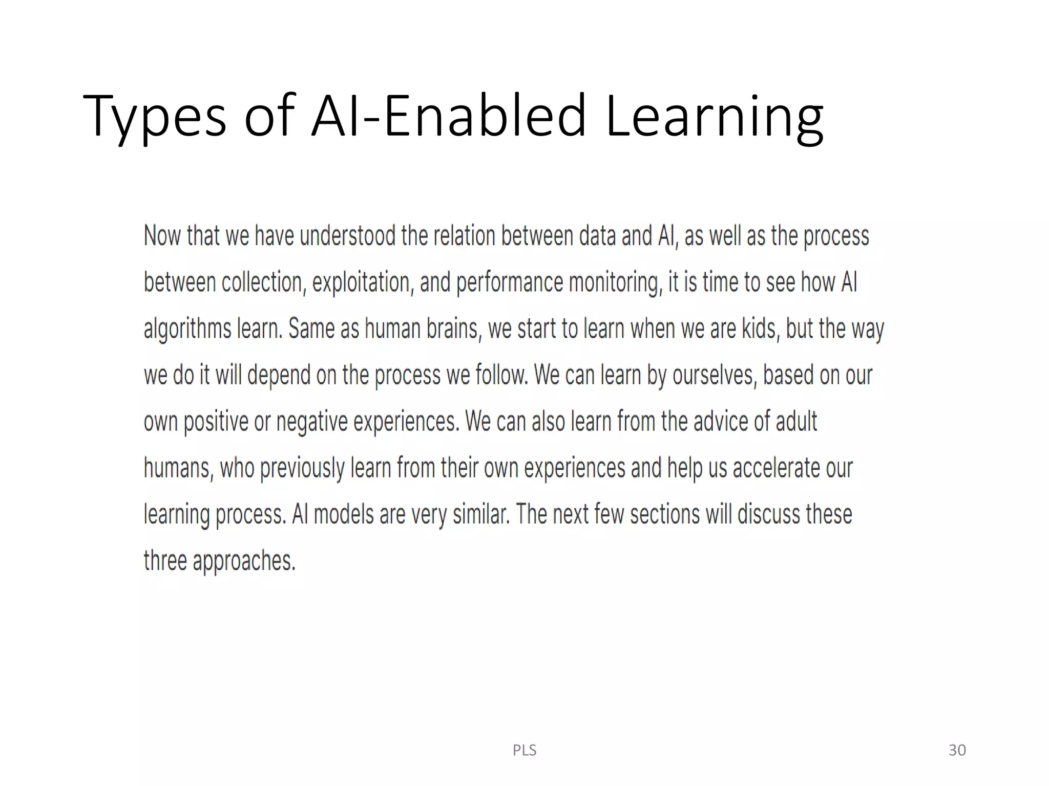 Types of AI-Enabled Learning
PLS 30
 
