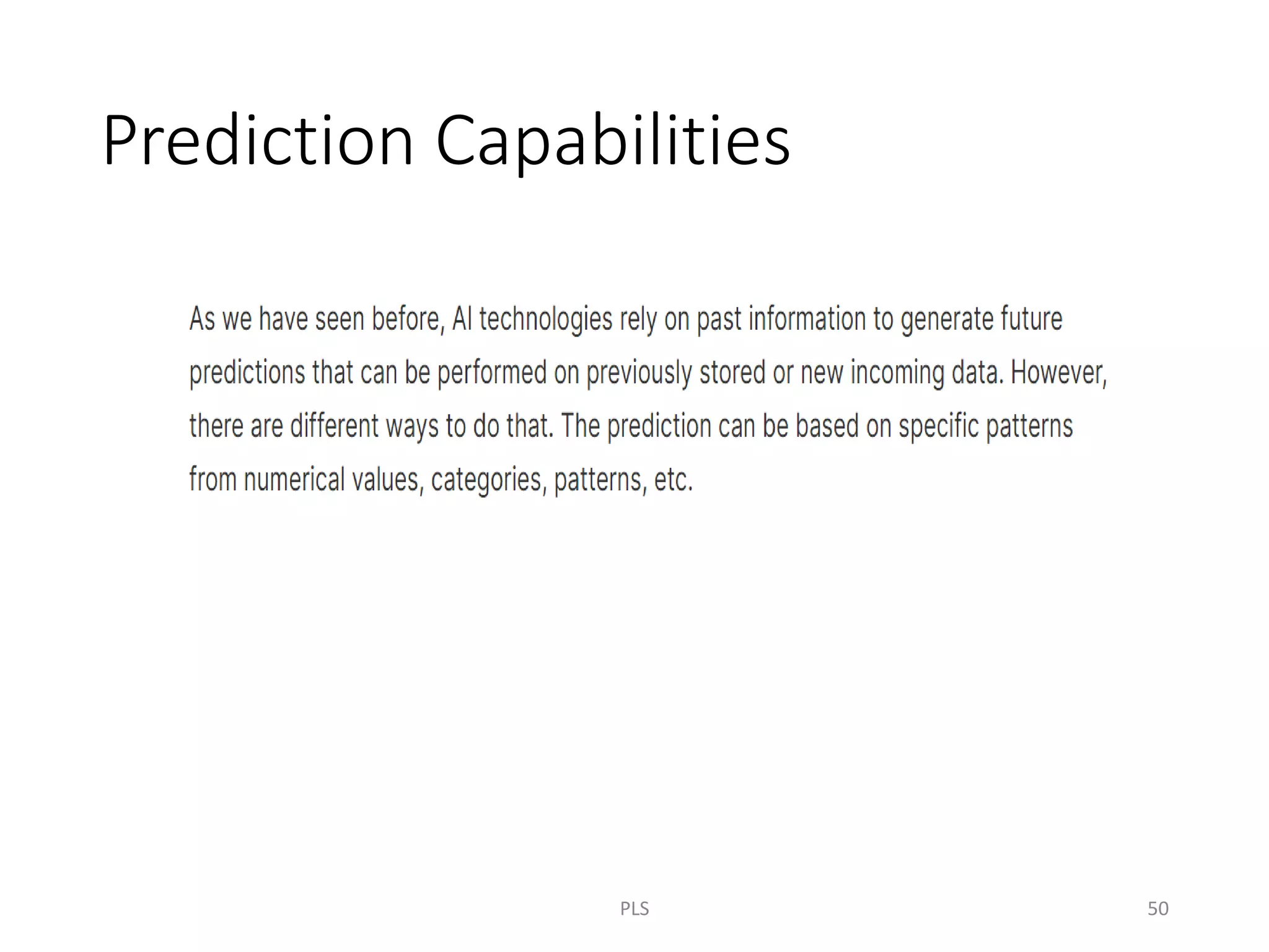 Prediction Capabilities
PLS 50
 