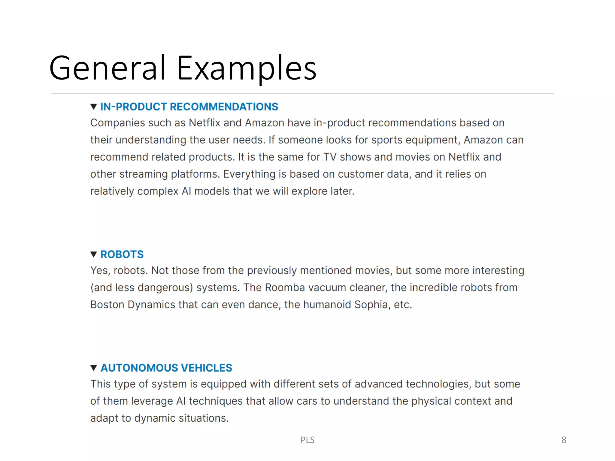 General Examples
PLS 8
 