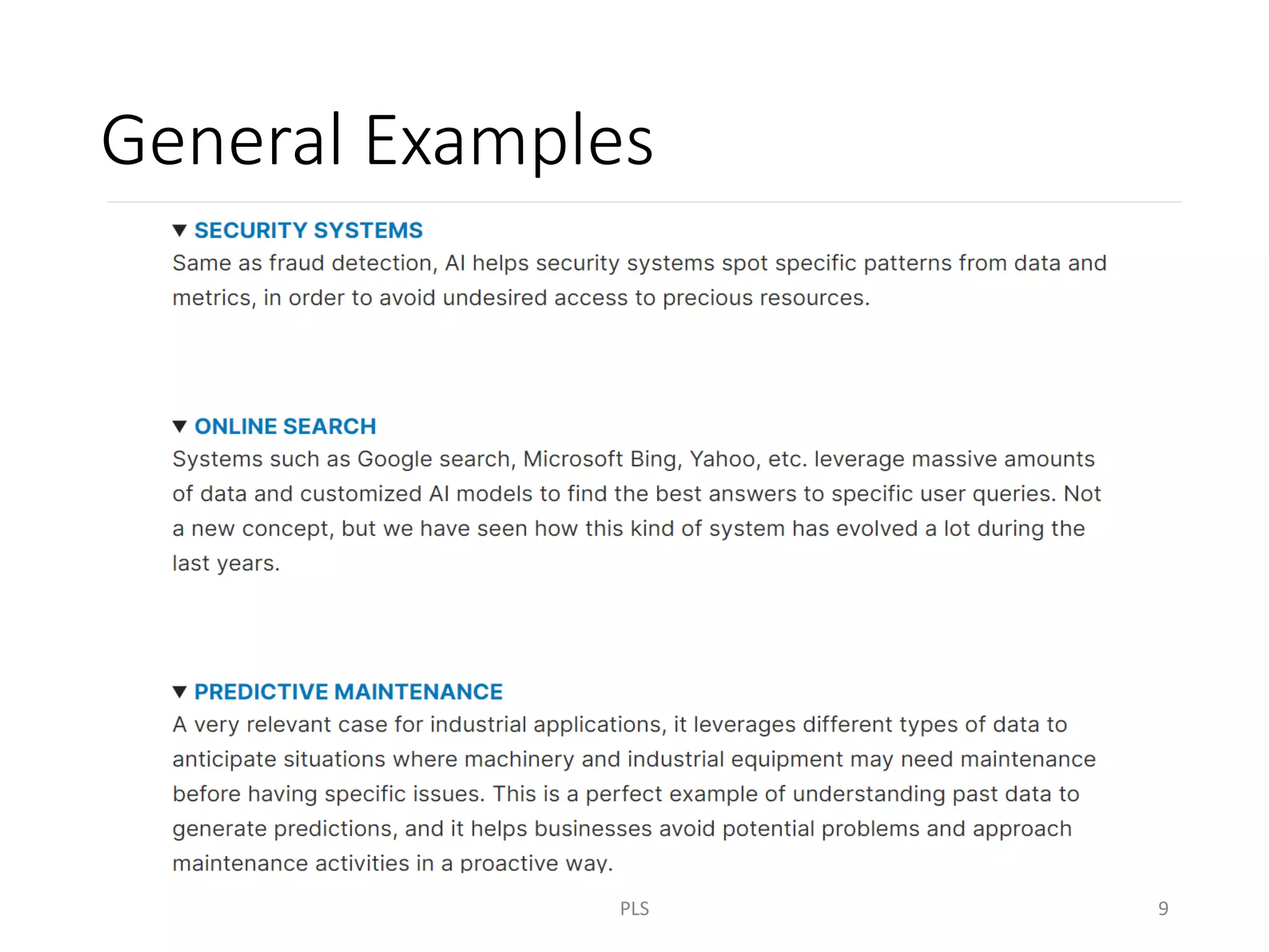 General Examples
PLS 9
 
