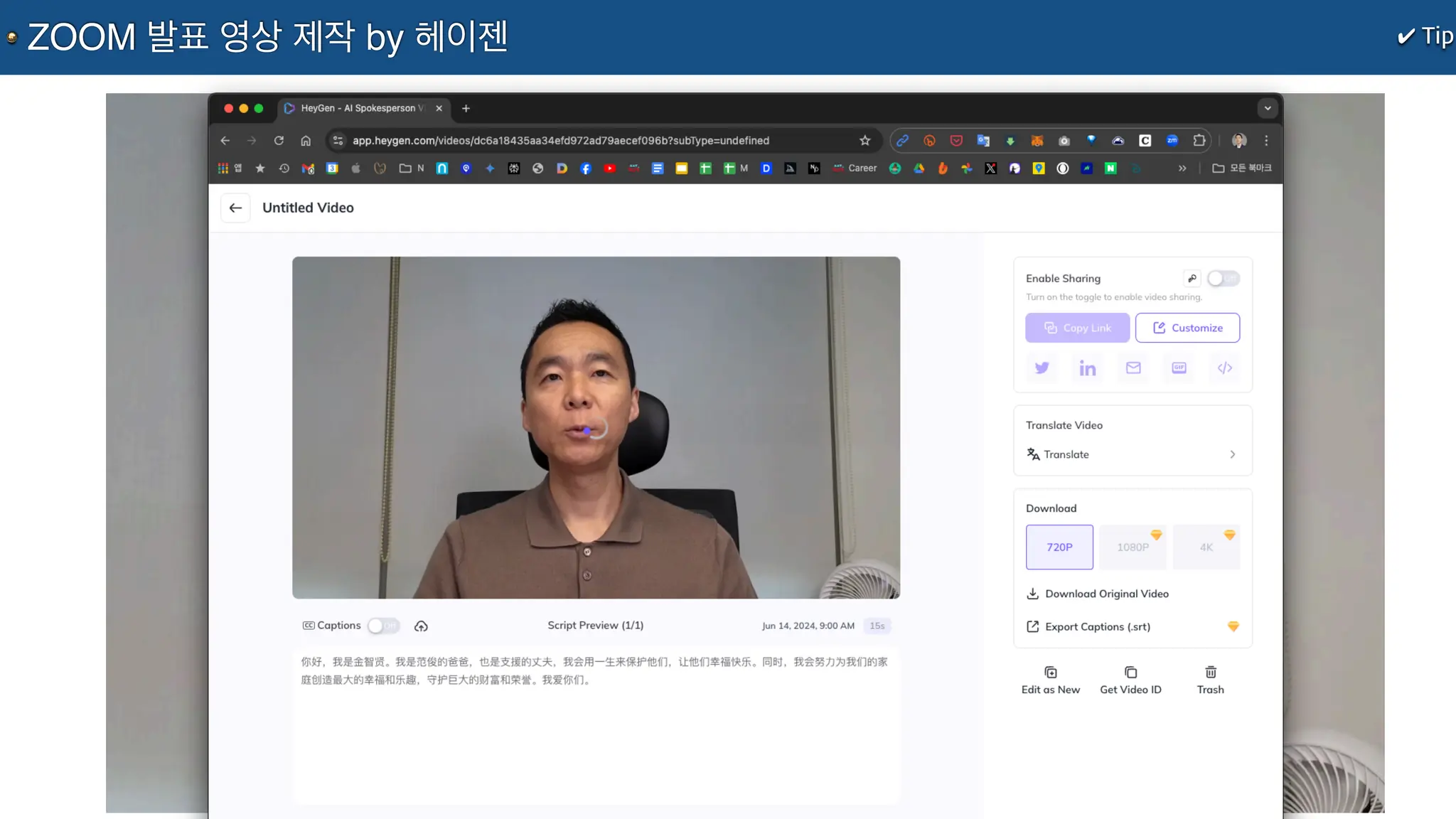✔ Tip
ZOOM 발표 영상 제작 by 헤이젠
 