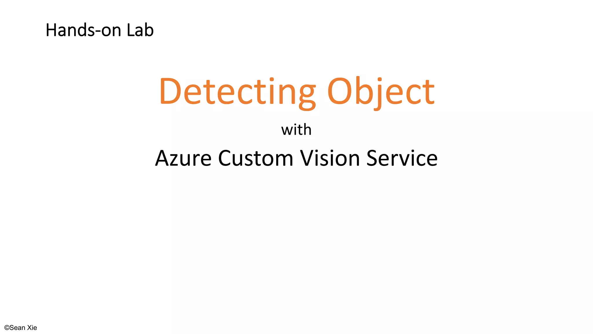 ©Sean Xie
Hands-on Lab
Detecting Object
with
Azure Custom Vision Service
 
