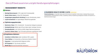 Das LLM fasst zusammen und gibt Handlungsempfehlungen:
 