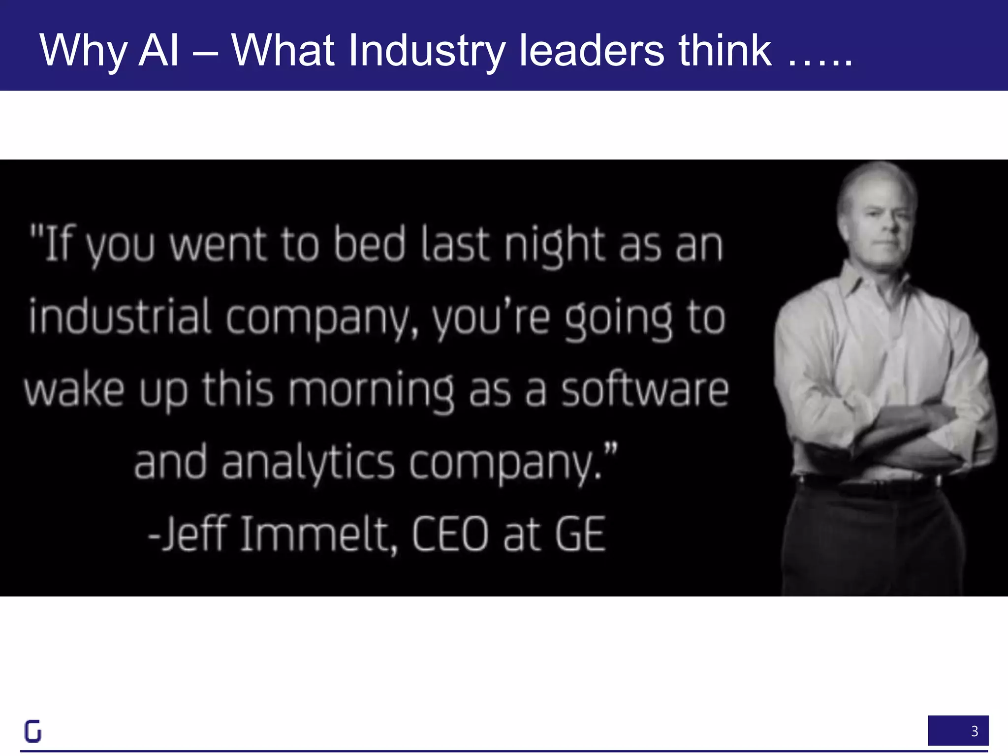 3
Why AI – What Industry leaders think …..
 