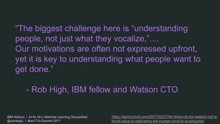 IBM Watson / AI for IA's: Machine Learning Demystified
@carologic / #ias17 IA Summit 2017
“The biggest challenge here is “...