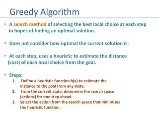 Greedy search in artificial intelligence best sale example