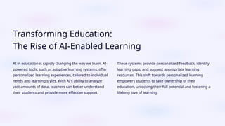 AI in Education and Adaptive Learning Systems: Transforming ...
