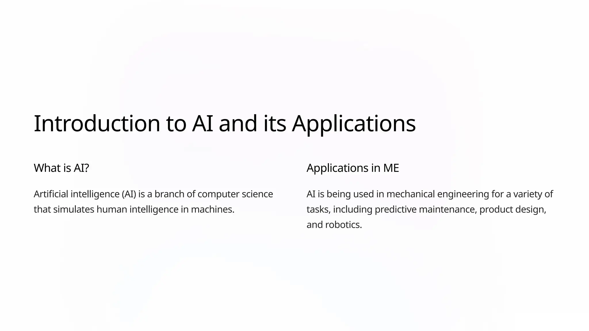 Role of Artificial Intelligence(AI) in Mechanical Engineering | PPTX