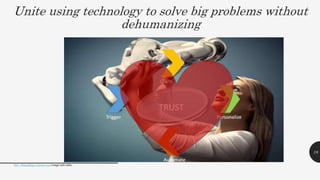 18
Unite using technology to solve big problems without
dehumanizing
Ref – http://blog.crisman.com image with edits
 