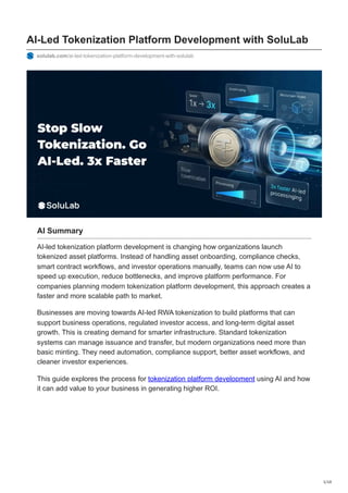 AI-Led Tokenization Platform Development for Real-World Assets | PDF