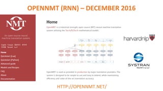 HTTP://OPENNMT.NET/
OPENNMT (RNN) – DECEMBER 2016
 