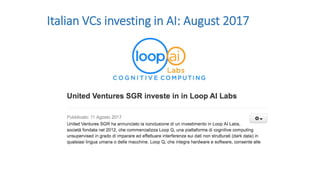Italian VCs investing in AI: August 2017
 