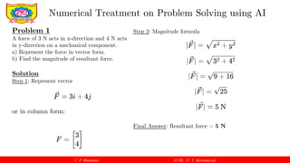 python essentials: symbolic and numeric... Numerical Problem Solving in AI and ML for Mechanical Engineering ...