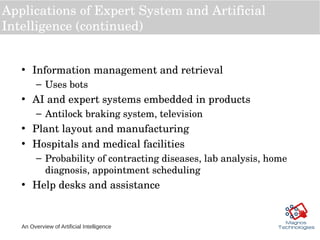 An Overview of Artificial Intelligence
Applications of Expert System and Artificial 
Intelligence (continued)
• Informatio...