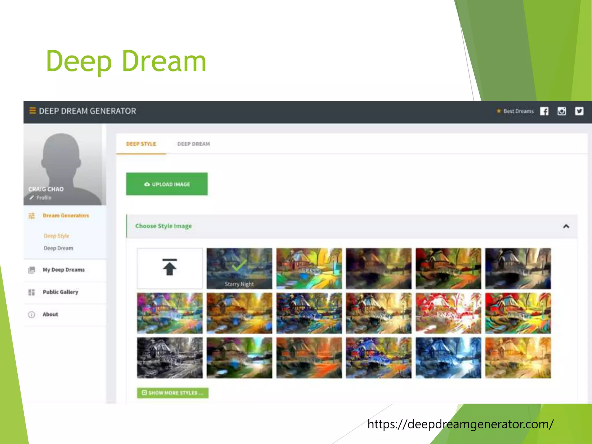 Deep Dream
https://deepdreamgenerator.com/
 