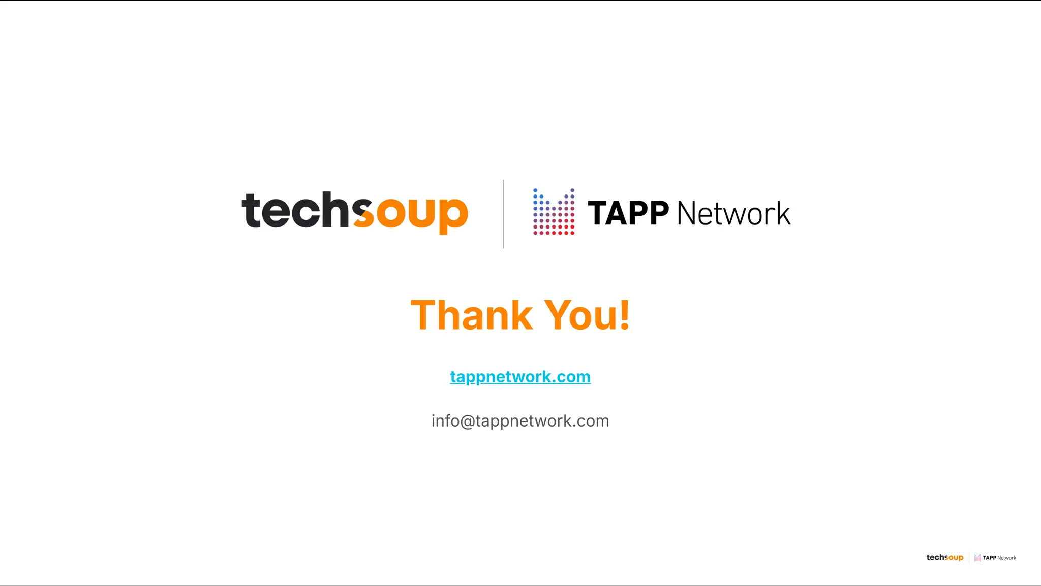 Thank You!
tappnetwork.com
info@tappnetwork.com
 
