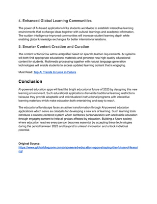 AI-Powered Education Apps: Shaping the Future of Learning in 2025 | PDF