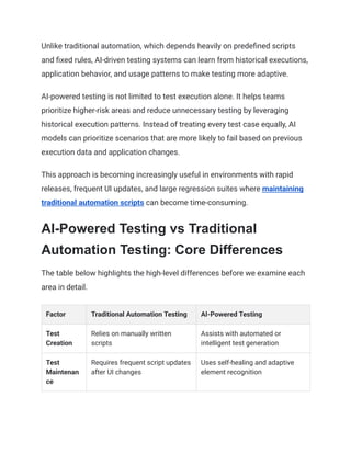 AI-Powered Testing vs Traditional Automation Testing_ Key Differences | PDF