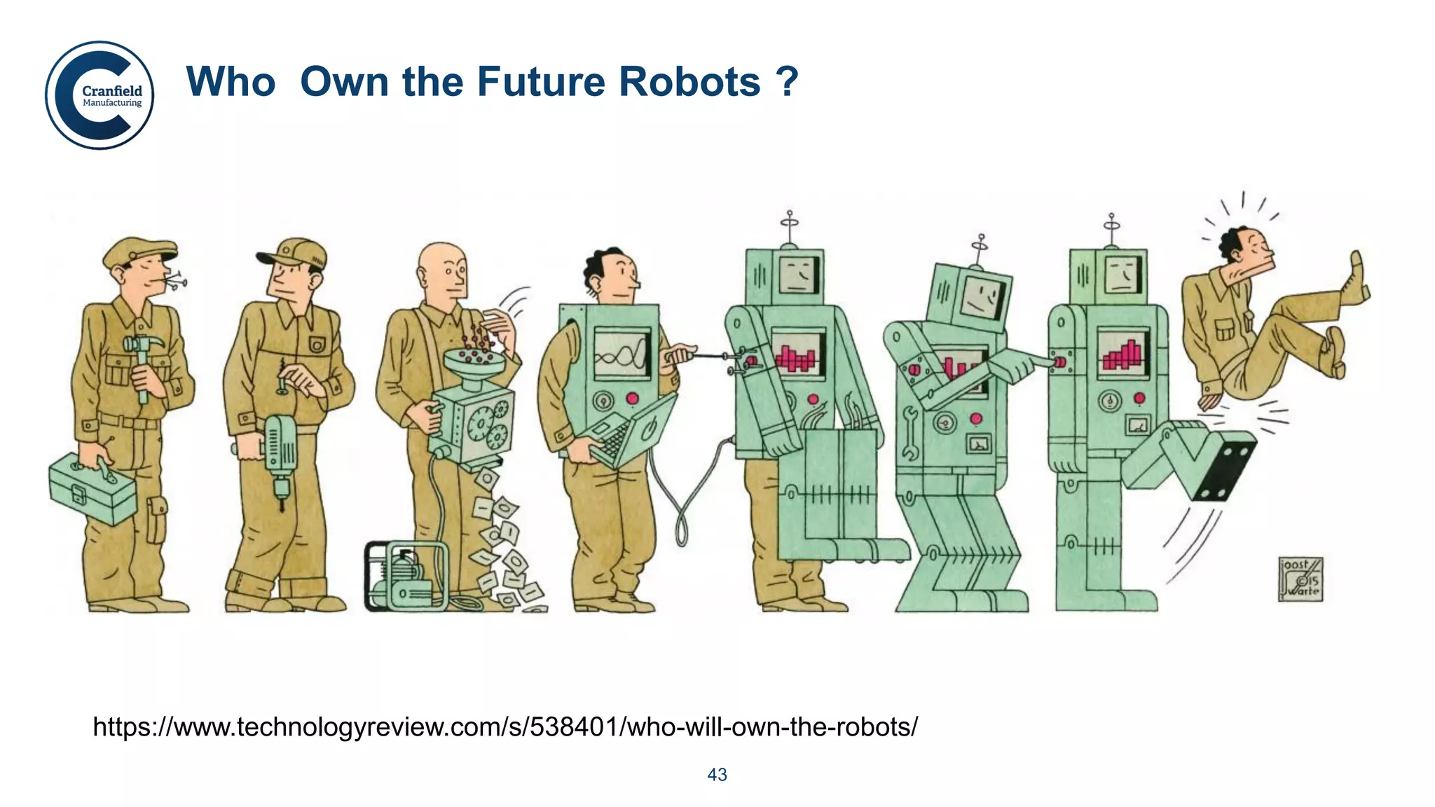 43
Who Own the Future Robots ?
https://www.technologyreview.com/s/538401/who-will-own-the-robots/
 
