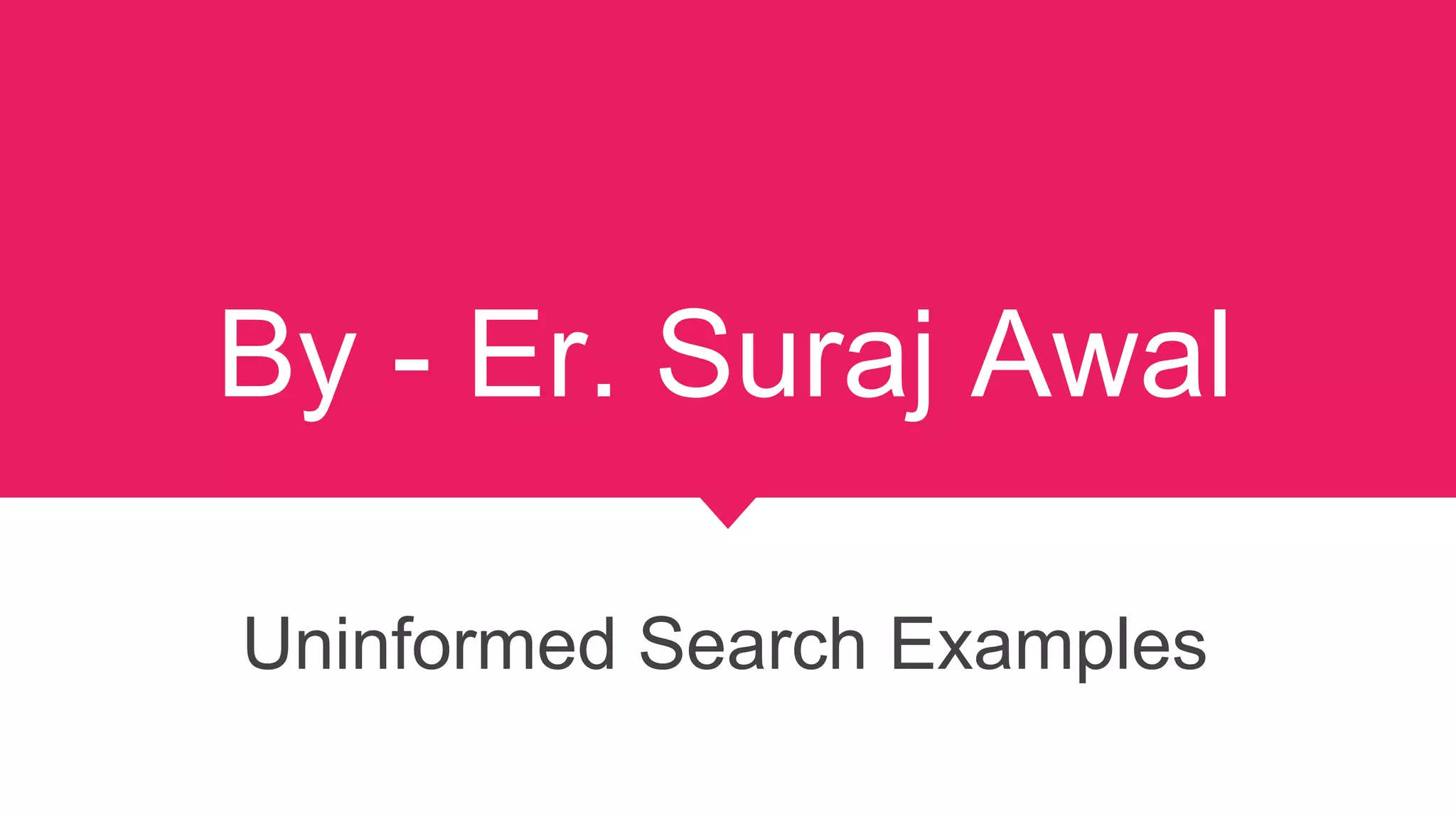 By - Er. Suraj Awal
Uninformed Search Examples