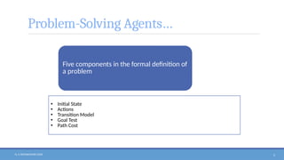 N. V. RATNAKISHOR GADE 5
Problem-Solving Agents…
Five components in the formal definition of
a problem
• Initial State
• Actions
• Transition Model
• Goal Test
• Path Cost
 