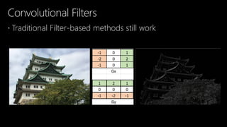 Convolutional Filters
 Traditional Filter-based methods still work
 
