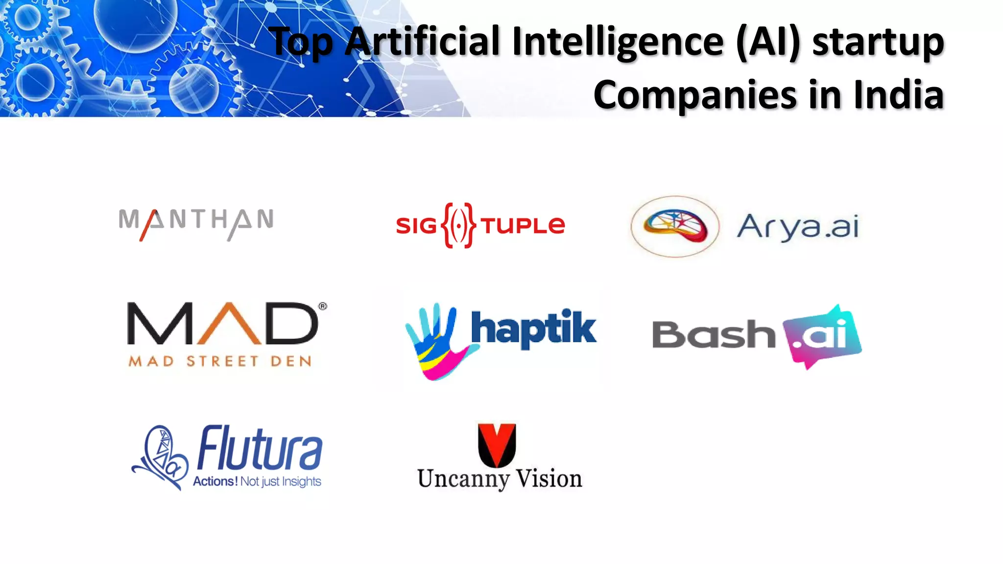 Top Artificial Intelligence (AI) startup
Companies in India
 
