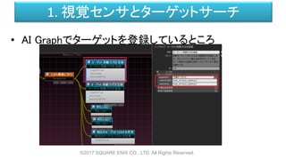 1. 視覚センサとターゲットサーチ
• AI Graphでターゲットを登録しているところ
©2017 SQUARE ENIX CO., LTD. All Rights Reserved.
 