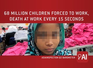 68 MILLION CHILDREN FORCED TO WORK,
DEATH AT WORK EVERY 15 SECONDS
ASIAINSPECTION Q2 BAROMETER
Actual child laborer discovered by AI in 2014
 