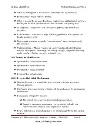 Artificial intelligence 1ST UNIT pdf | PDF