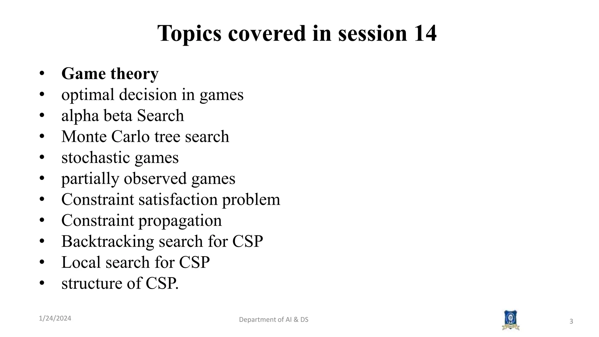 AI3391 Artificial Intelligence Session 14 Adversarial Search .pptx ...