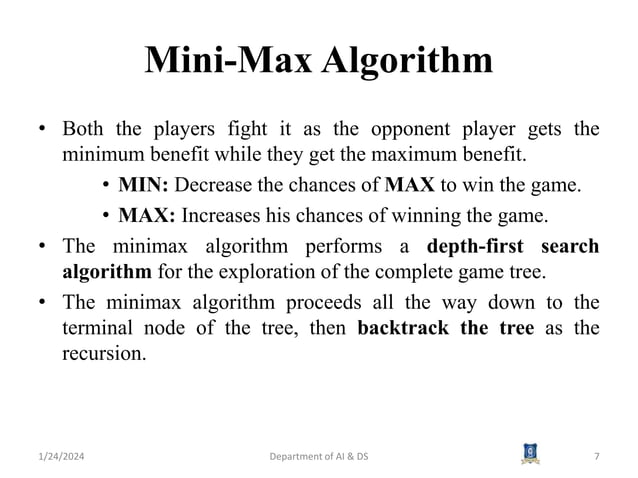 AI3391 Artificial intelligence Session 15 Min Max Algorithm.pptx