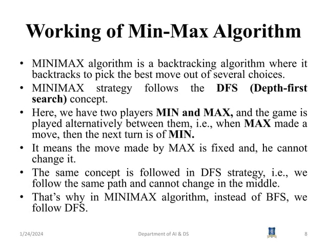 AI3391 Artificial intelligence Session 15 Min Max Algorithm.pptx