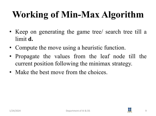 AI3391 Artificial intelligence Session 15 Min Max Algorithm.pptx
