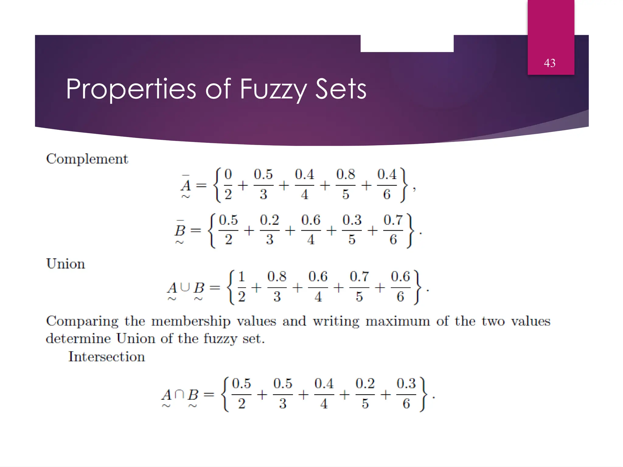 Properties of Fuzzy Sets
43
 